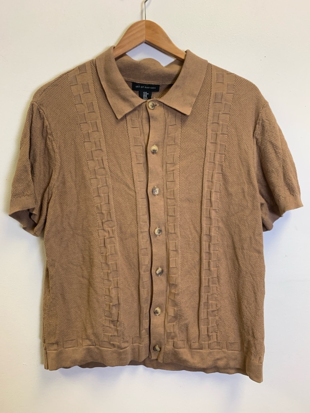 Art of Rhetoric Tan Button-Down Knit Shirt